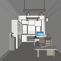 Modern Office Space With Workstation Computer And Coffee Machine 3d model