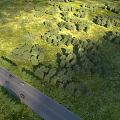 Aerial Planning Layout With Road Cars Trees And Green Scenic Landscape