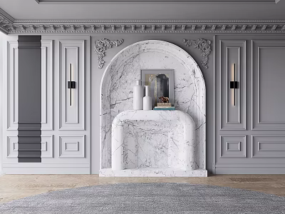Background wall European fireplace 3d model