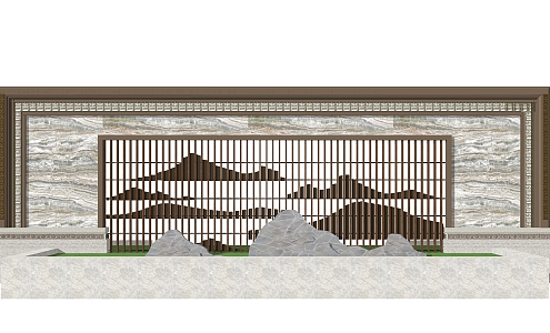 New Chinese style landscape wall landscape wall 3d model