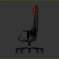 Ergonomic Black Red Gaming Chair With Pattern Adjustable Backrest And Wheels 3d model