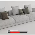 Light Gray Sectional Sofa With Multiple Green And Brown Decorative Pillows 3d model