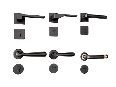 Stylish Modern Black Metal Door Handles with Various Design Options for Home Interiors 3d model