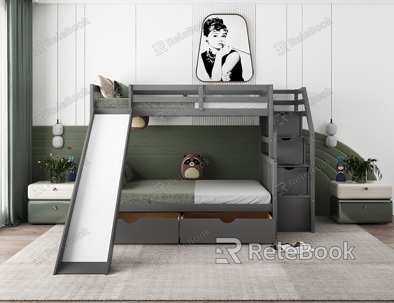 Modern bed up and down children's room model