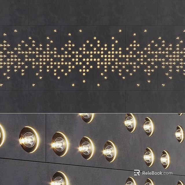 Creative Gold Wall Decor with Arranged Dots and Circular Elements on Gray Background 3d model