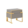Elegant Modern Bedside Table With Gray Drawer And Gold Metal Frame