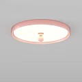 Round Flush Mount Ceiling Light with Pink Frame and White Shade for Modern Room 3d model
