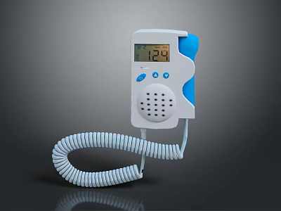 Handheld Industrial Equipment With Digital Display Control Buttons And Coiled Cable 3d model