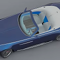 Blue Convertible Car With Open Top Light Blue Seats White Stripes And Spoke Wheels