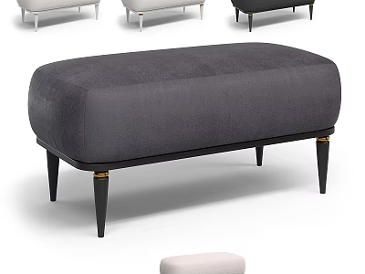 Gray Velvet Upholstered Sofa Bench With Modern Black Legs And Gold Accents 3d model