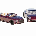 Luxury Two Stylish Cars With Red Convertible And Maroon Sedan Bodywork
