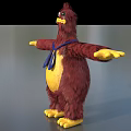 Game And Movie Character With Brown Feathers Yellow Belly Blue Bow Tie And Outstretched Arms
