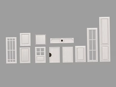 Different Style Wardrobe Doors Featuring Glass Panels And Solid Panel Designs 3d model