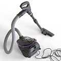 Purple And Gray Vacuum Cleaner With Long Hose Handle And Power Cord For Home Cleaning