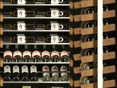 Wooden Wine Cabinet With Glass Door And Organized Wooden Racks For Wine Bottles 3d model