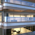 Modern Home Balcony In Residential Building With Glass Railing Spacious Layout And Natural Light