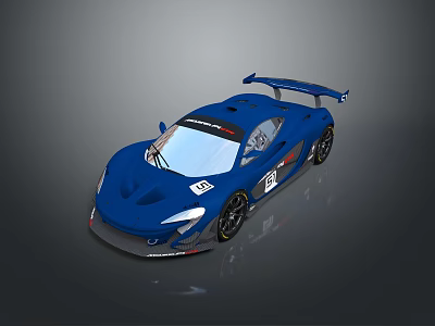 Sleek Blue Race Car With Aerodynamic Rear Wing And Sporty Exterior Design 3d model