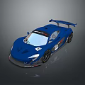 Sleek Blue Race Car With Aerodynamic Rear Wing And Sporty Exterior Design