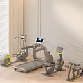 Modern Indoor Home Gym Fitness Equipment Set With Treadmill Elliptical And Exercise Bike