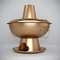 Brass Golden Hot Pot Kitchenware with Lid Base Tray and Handles Design