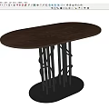 Middle Ancient End View Table Solid Wood End View Table Iron End View Table Wooden Dining Chair Wooden Negotiation Chair 3d model