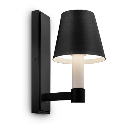 Modern Black Wall Sconce With Fabric Shade And Metal Bracket Illuminating Indoor Decor 3d model