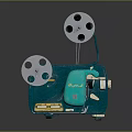 Vintage Ansco Film Projector With Turquoise Body And Two Film Reels