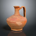 Traditional Artisanal Terracotta Jug Featuring Intricate Carved Patterns And Handle