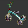 Kids Blue Sunday Tricycle With Black Yellow Handlebars And Astronaut Themed Wheels
