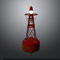 Modern Red Lighthouse Shaped Floor Lamp Furniture With Metal Frame And Round Base