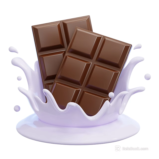 Rich Chocolate Bars With Creamy Milk Splash And Smooth Tasty Texture 3d model 
