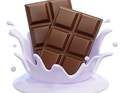 Rich Chocolate Bars With Creamy Milk Splash And Smooth Tasty Texture 3d model