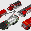 Colorful Toy Fire Trucks With Different Designs And Features 3d model