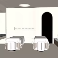 Elegant Modern SPA Sauna Room Interior With White Massage Beds And Large Windows