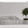 Modern Tree Pool Landscape Special-shaped Bench Tree Pool 3d model