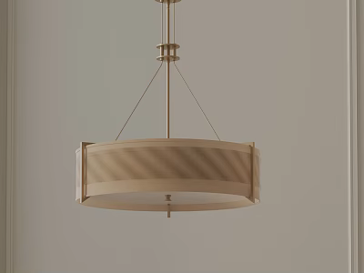 Modern Round Chandelier With Fabric Shade And Metal Hanging Frame For Home Interior Decor 3d model
