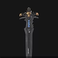 Ornate Mythical Sword With Intricate Hilt And Detailed Metal Blade Design