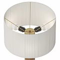 Modern Minimalist Table Lamp With White Vertical Striped Lampshade And Wooden Base