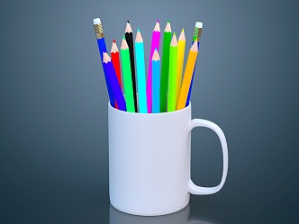 modern pencil pen holder color pencil 3d model