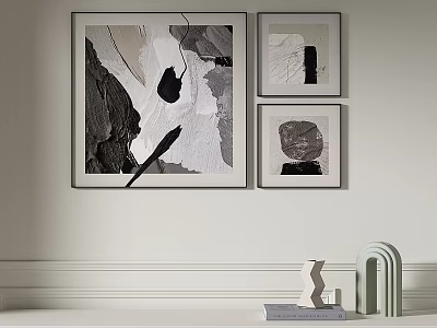 Minimalist Abstract Paintings With Black White Gray Tones Abstract Shapes And Textures For Wall Decor 3d model