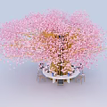 Romantic Outdoor Table And Chair Set Under Pink Cherry Blossom Tree