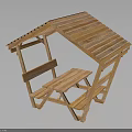 Wooden Outdoor Picnic Bench Structure With Table And Covered Roof Design