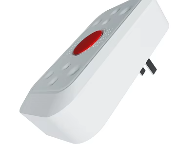 White Electrical Power Adapter With Red Button And Multiple Sockets Design 3d model