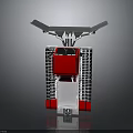 Space Exploration Module with Red Silver Structure and Solar Panels Design