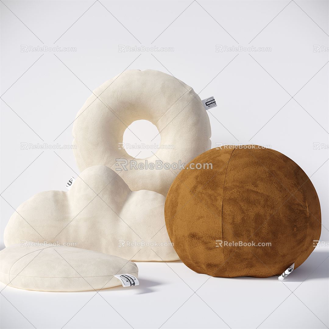 Modern Pillow Cream Style Pillow Combination 3d model