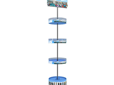 Multi Tiered Display Shelf With Circular Shelves For Retail Product 3d model