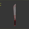 Long Serrated Blade Weapon With Sharp Edge And Black Red Handle