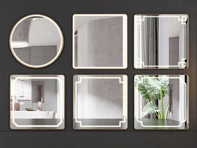 Various Round and Square Decorative Mirrors with Frames for Modern Interior Wall Decor 3d model