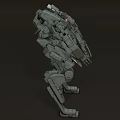Detailed Gray Mech Warrior 3D Model With Purple Head Light And Red Joint Details