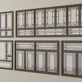 Various Casement Windows With Brown Frames And Grid Patterns For Home Interior Design 3d model